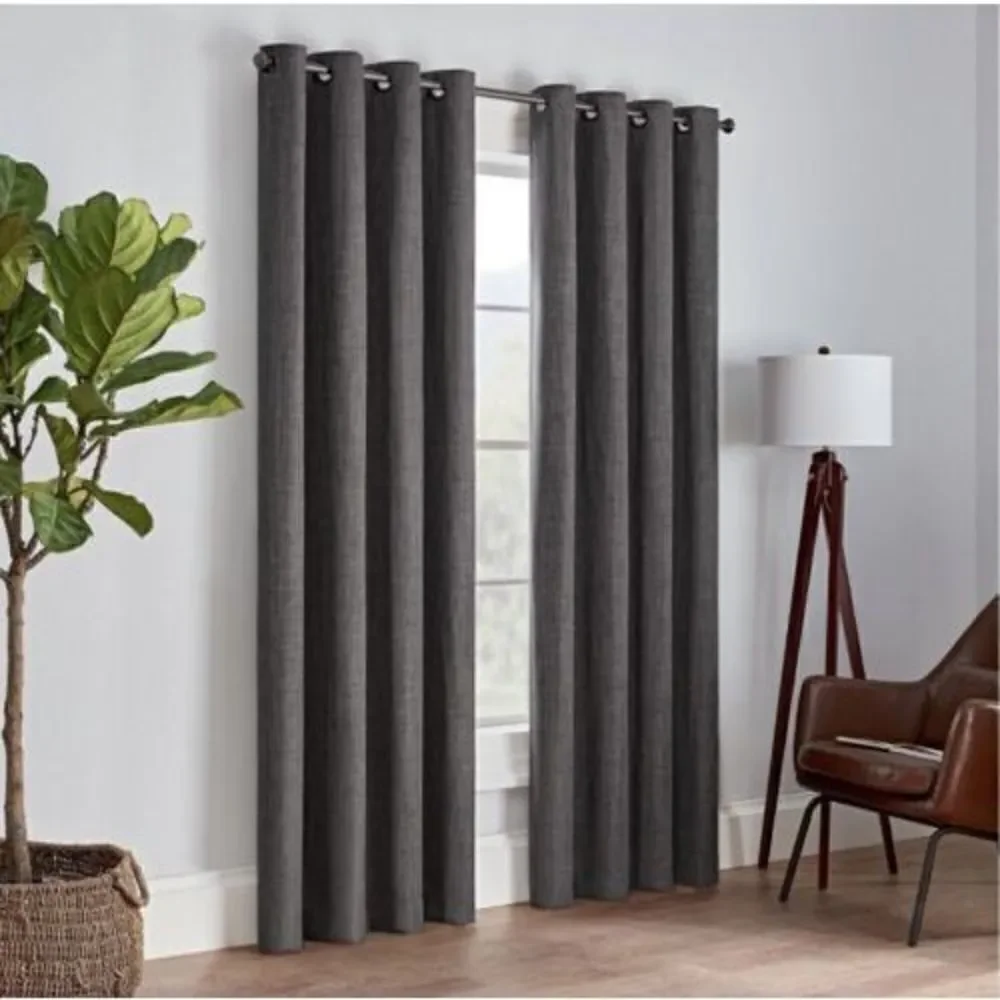 Eclipse 63"x52" Rowland Blackout Curtain Panel (One Panel) Charcoal - Picture 3 of 9